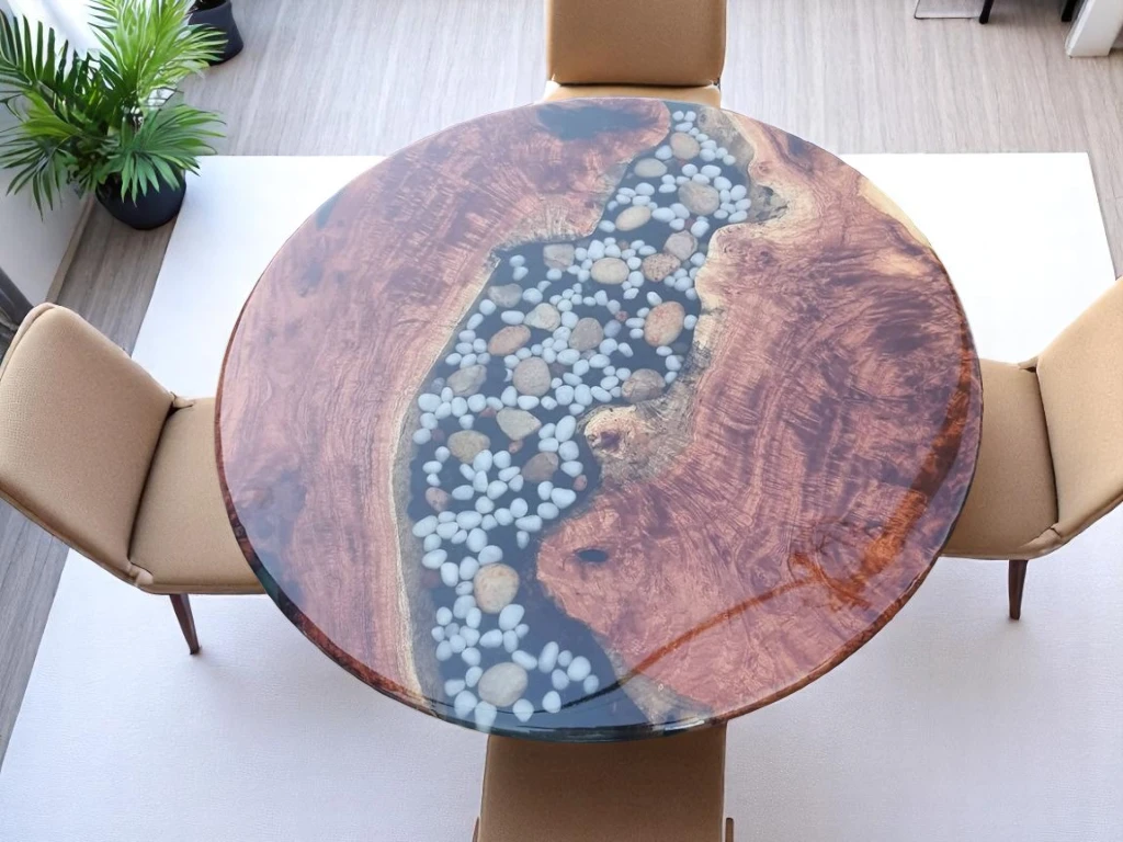 Luxury River Rock Epoxy Table – Perfect for Home & Office Interiors